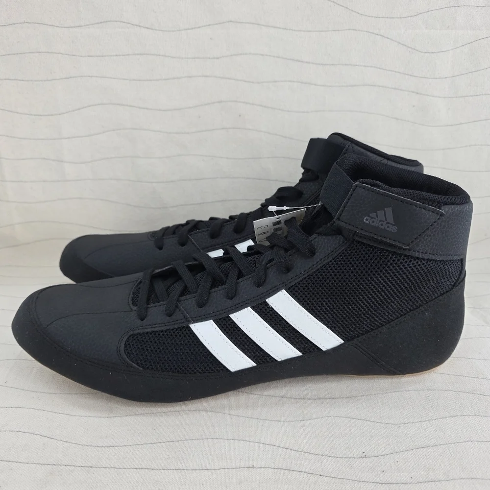 Adidas Mens HVC 2 Black White Wrestling Lace-Up Athletic Shoes AQ3325 Sz 15 NEW